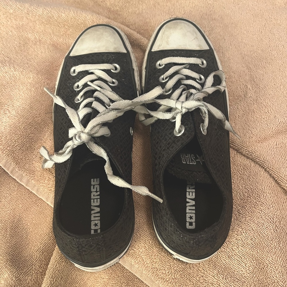 Converse sneakers. Black & white. Barely worn, decent condition. US size 6.